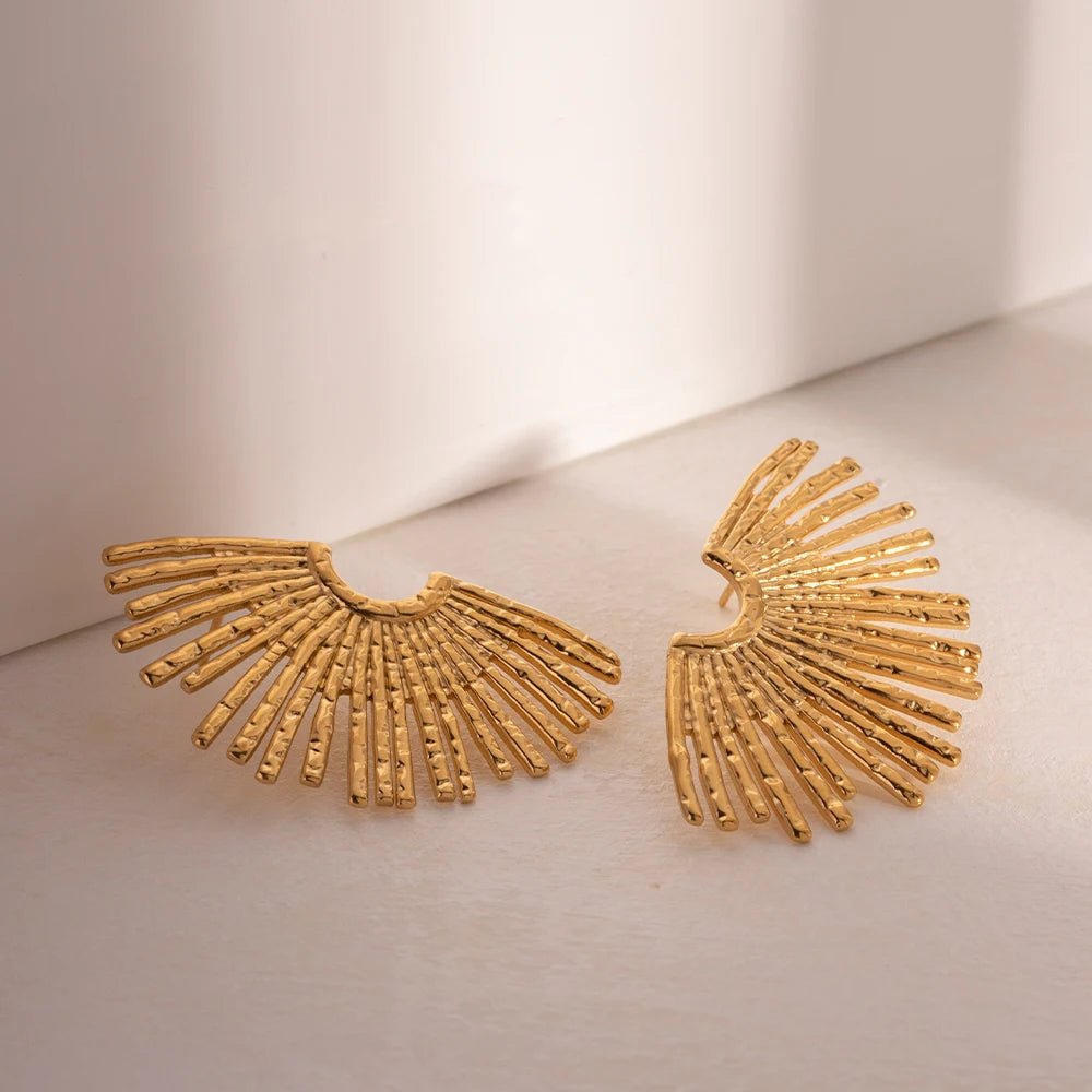 18k Half Sunshine Dainty Earrings - Veinci