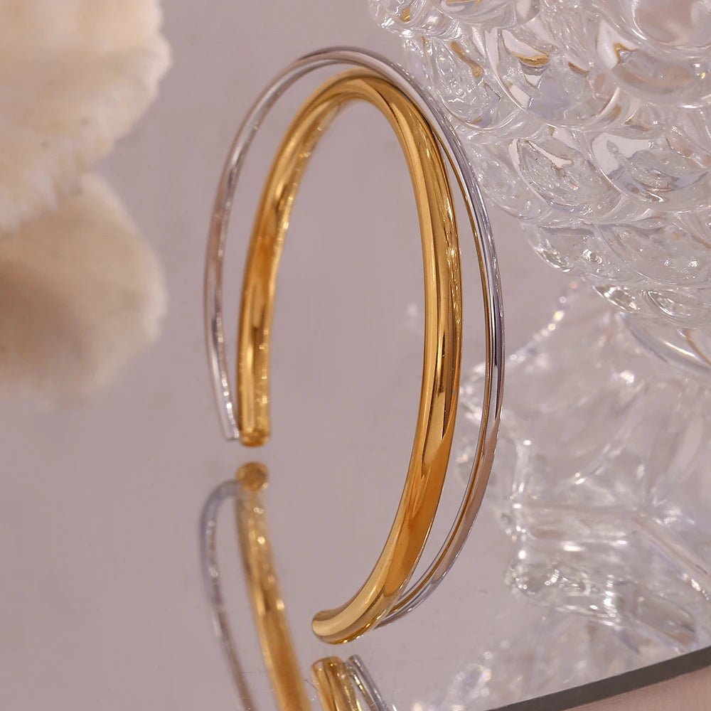 18k Intersect Cross Cuff Bracelet - Veinci