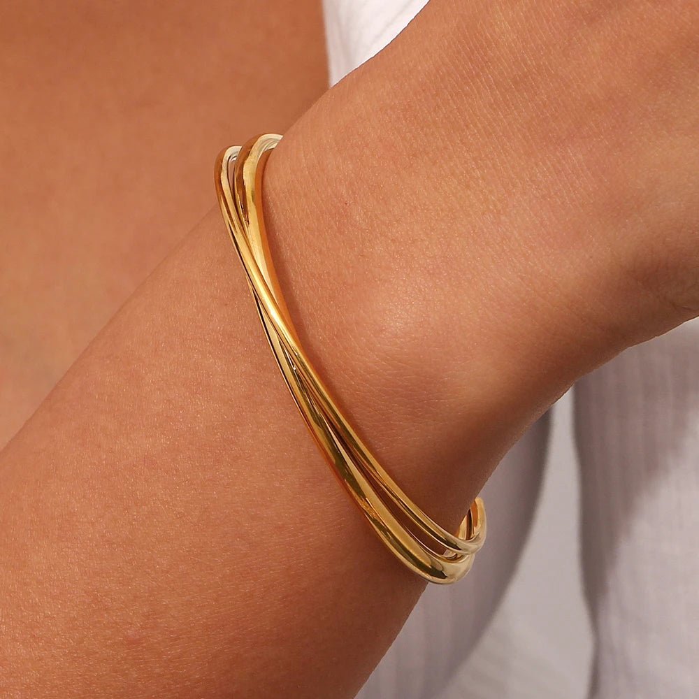 18k Intersect Cross Cuff Bracelet - Veinci