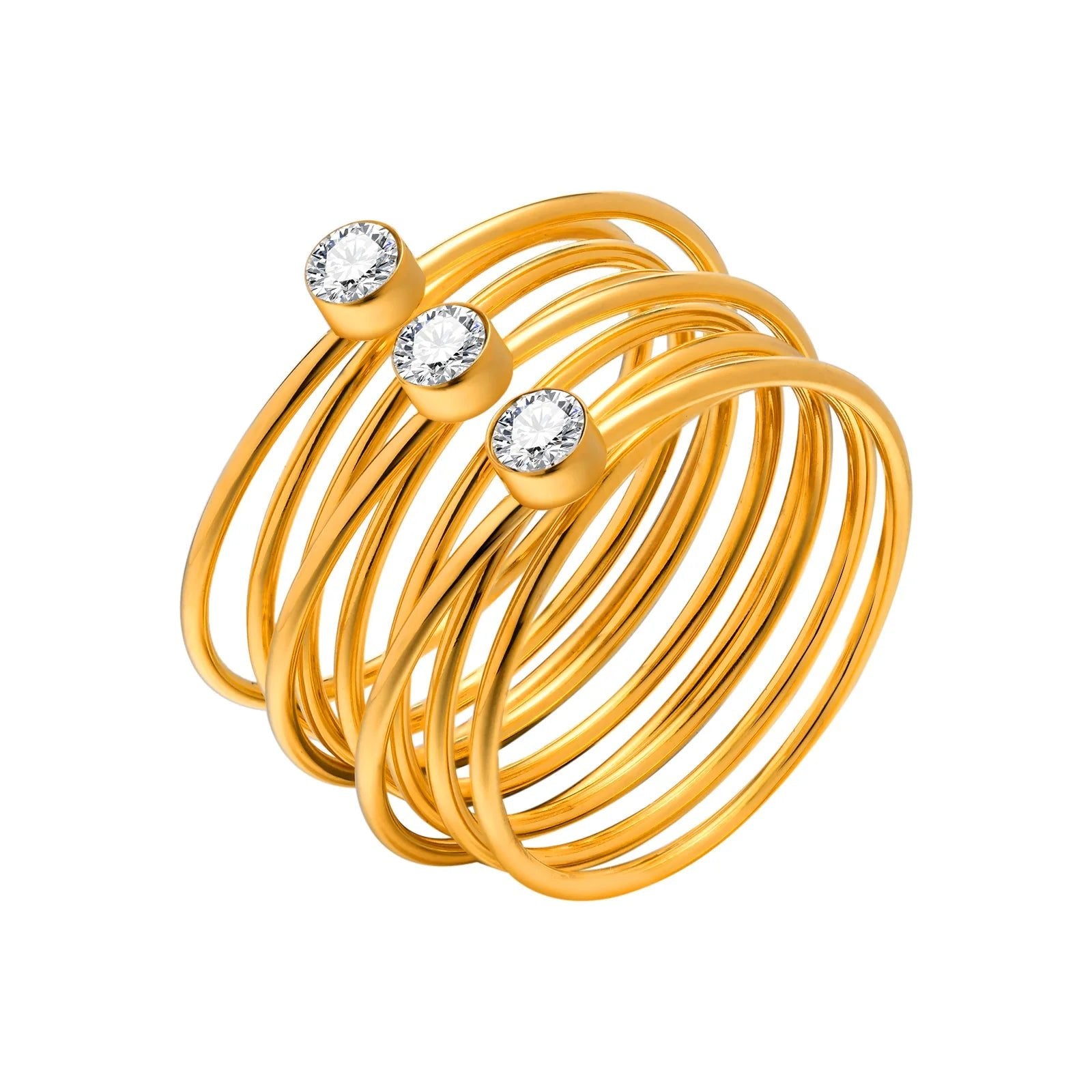 18k Multi Layered Triple Diamond Rings - Veinci