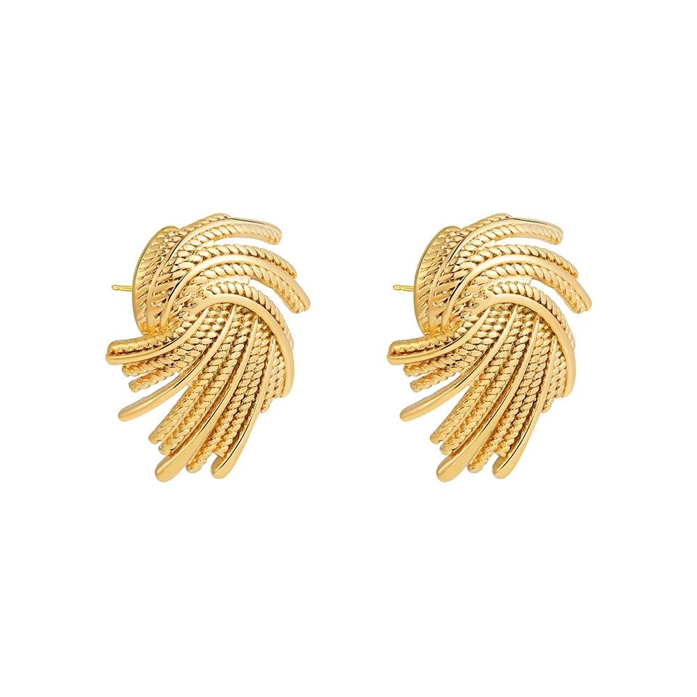 18k Spiraling Braided Dainty Earrings - Veinci