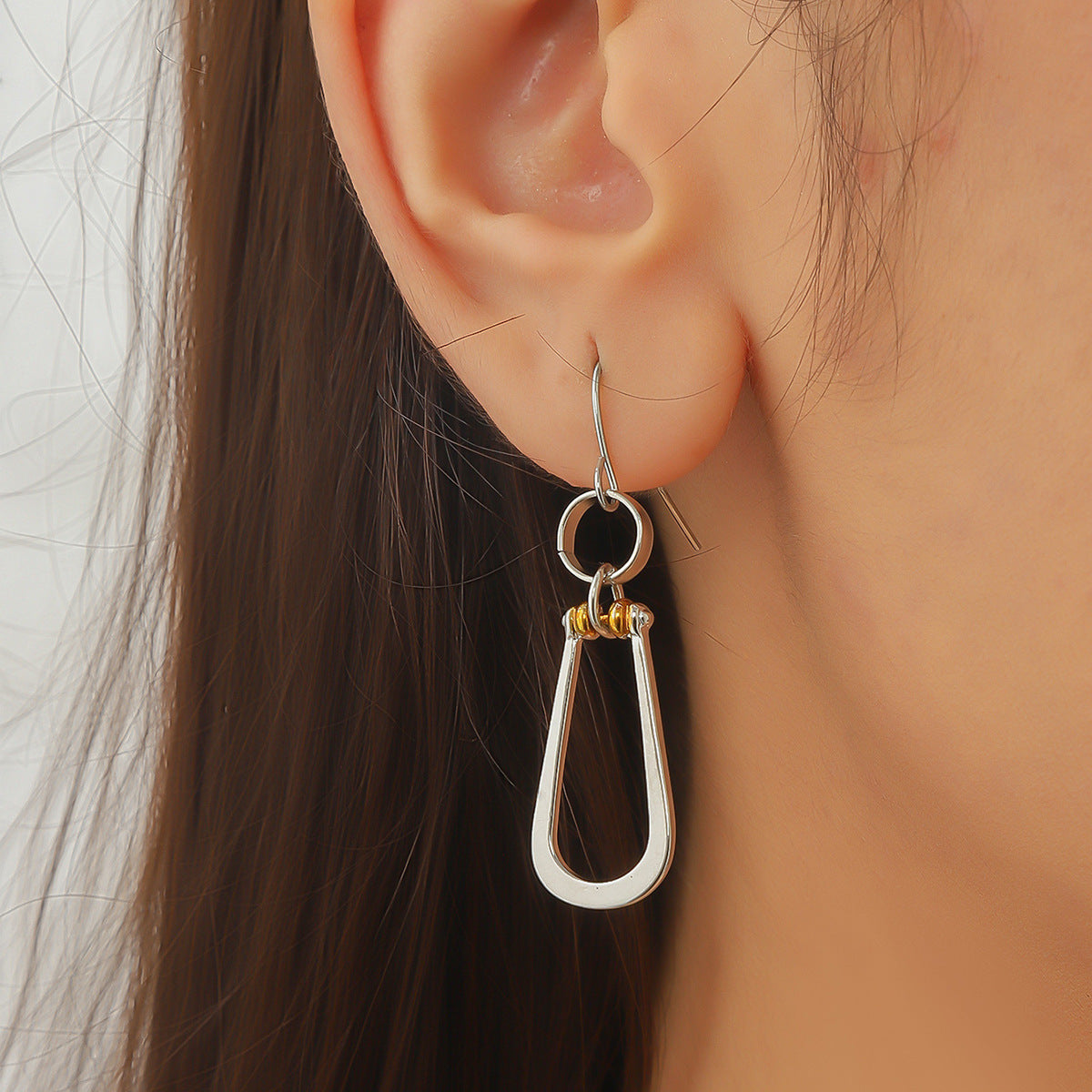 Two Tone Geometric Hook Earrings