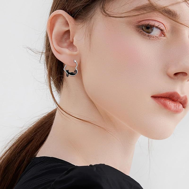 Cute Smiling Cat Hoop Earrings