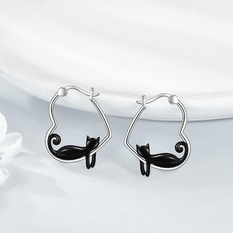 Cute Smiling Cat Hoop Earrings