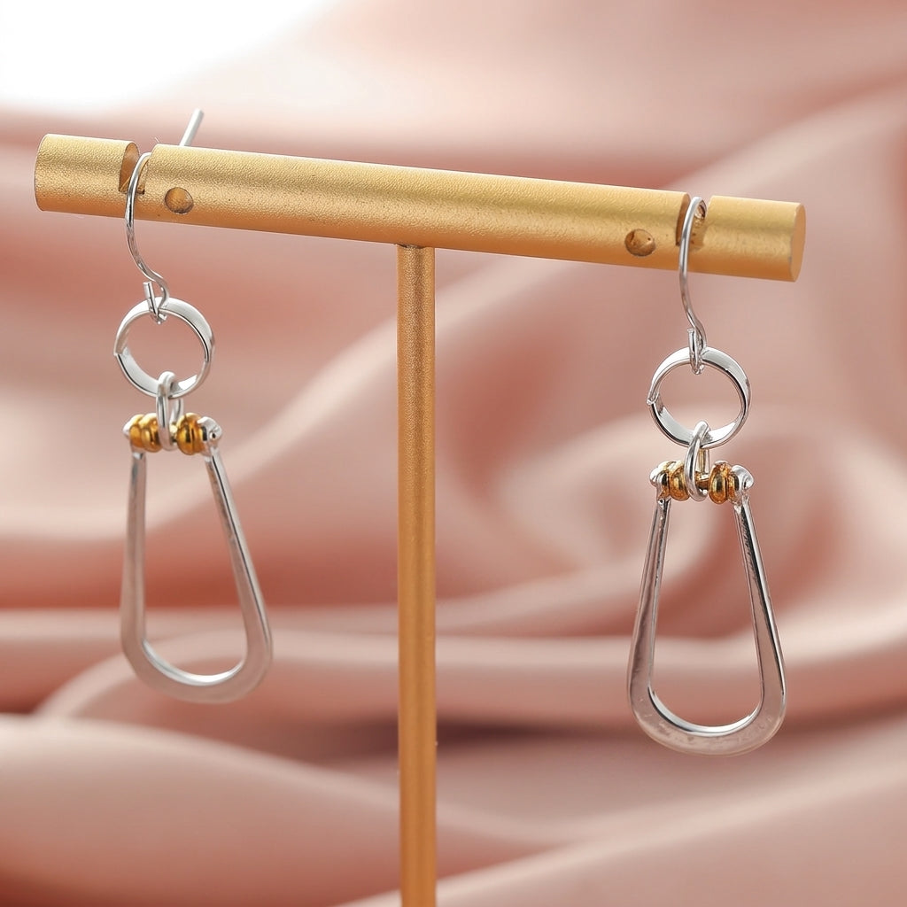 Two Tone Geometric Hook Earrings