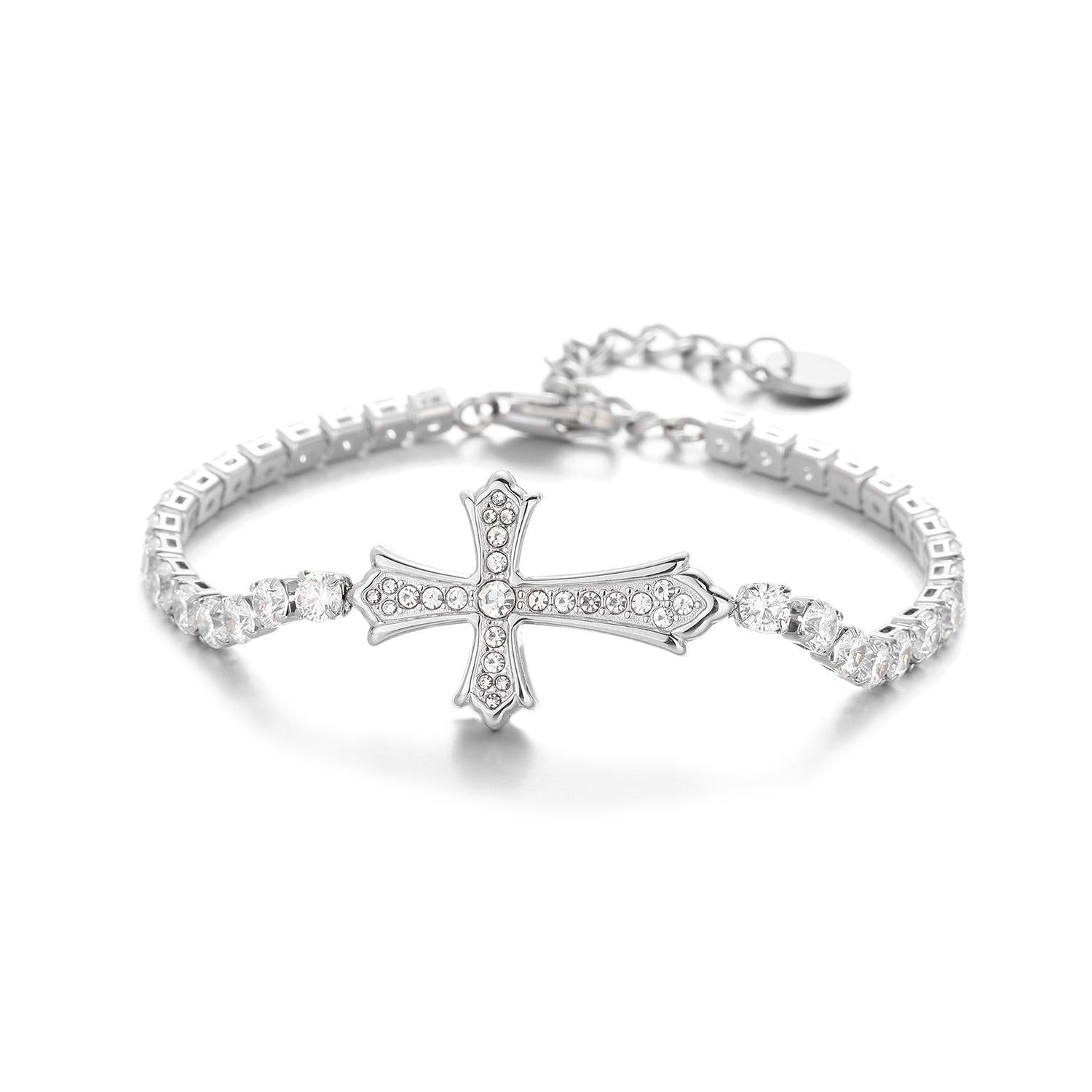 Statement Cross Tennis Bracelet
