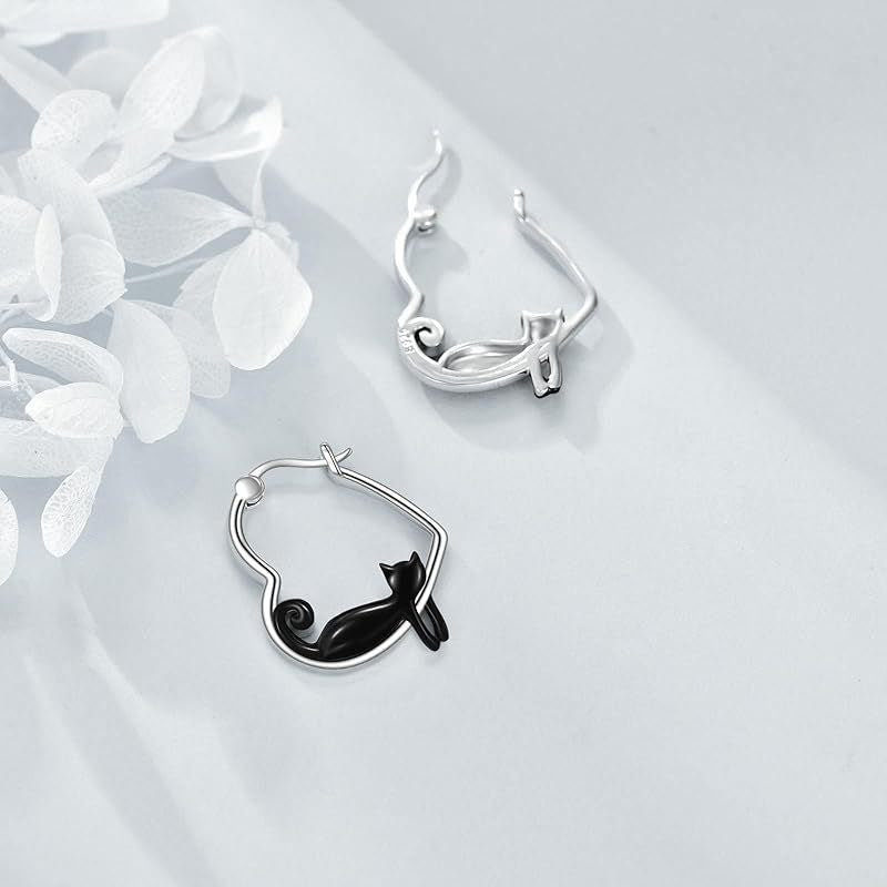 Cute Smiling Cat Hoop Earrings
