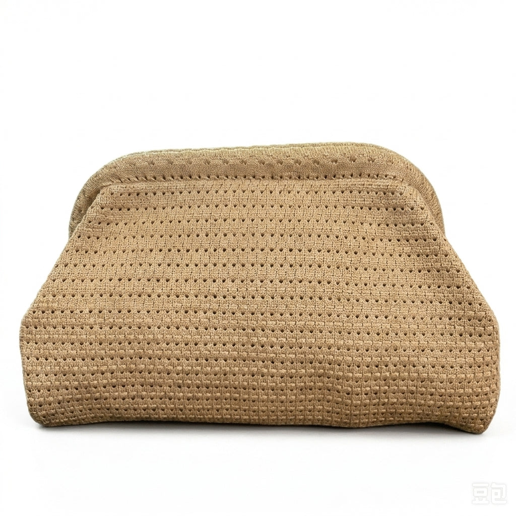 Woven Striped Pouch Clutch