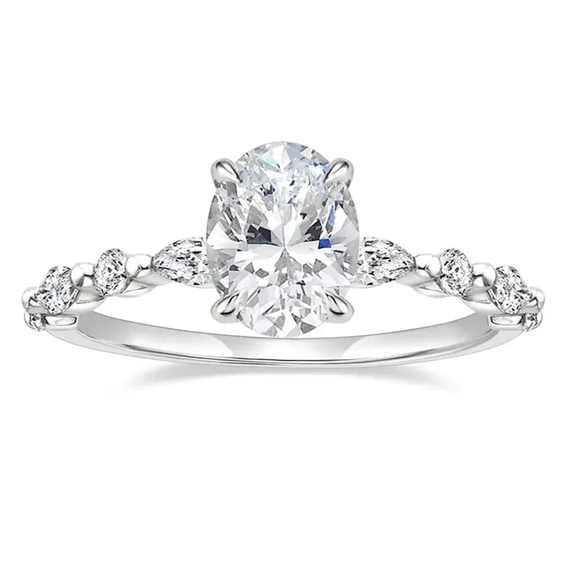 Elegant Oval Set Accented Band Ring