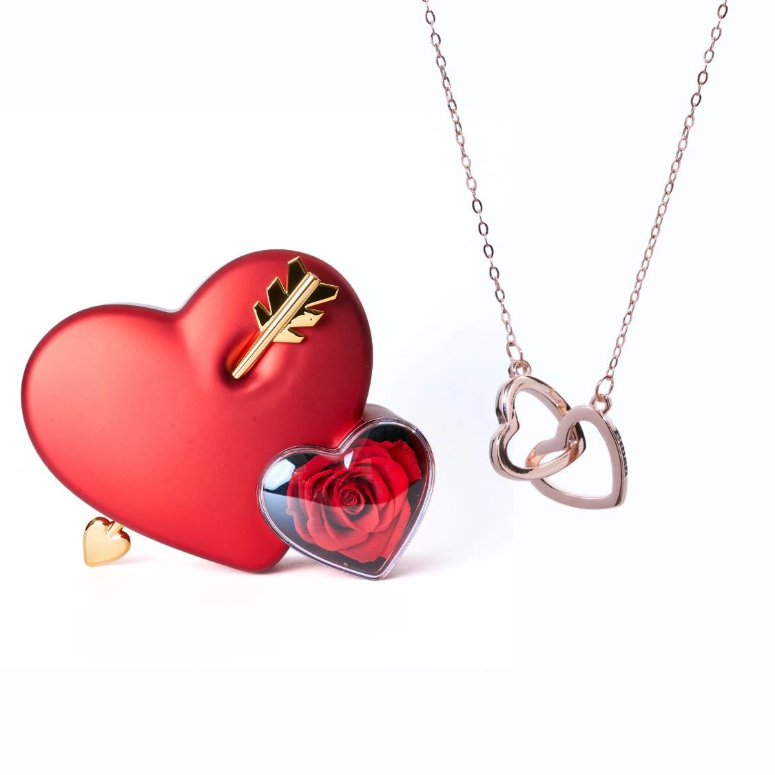 Eternal Love Box Dual Hearts Engraved Necklace