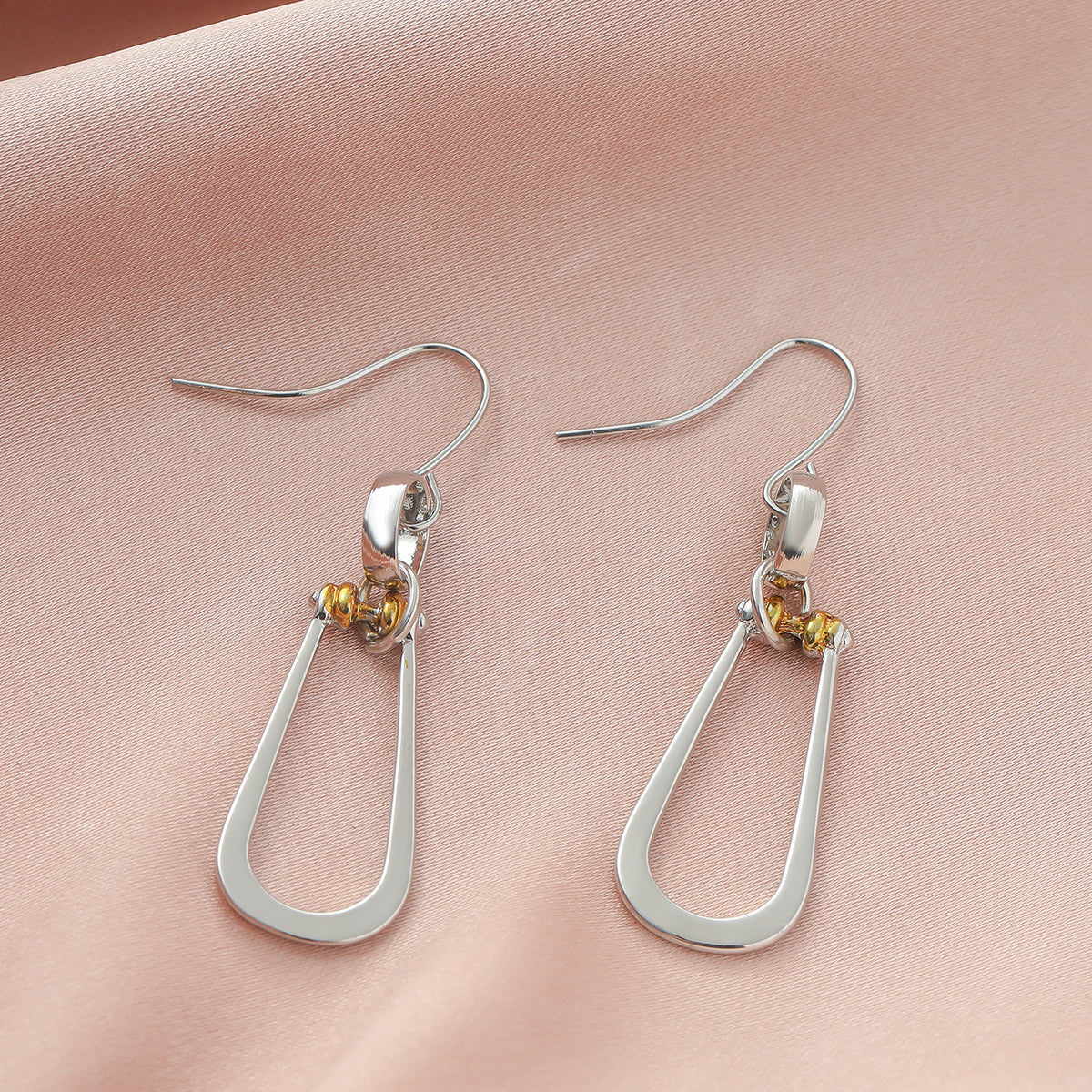 Two Tone Geometric Hook Earrings