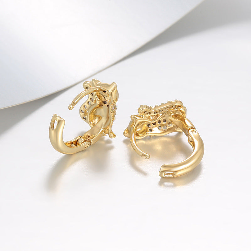 Dainty CZ Accented Cat Huggie Earrings