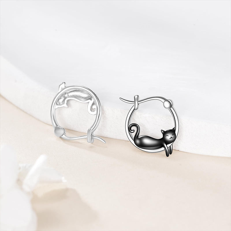Cute Smiling Cat Hoop Earrings