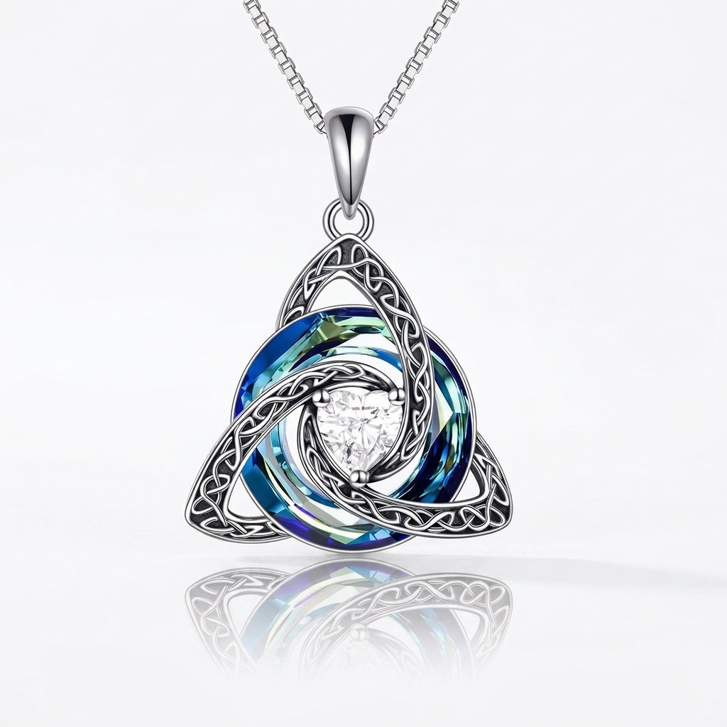 Trinity Knot Heart Birthstone Pendant Necklace