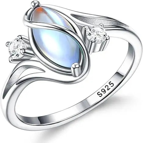 Vintage Inspired Diamond Accented Moon Ring