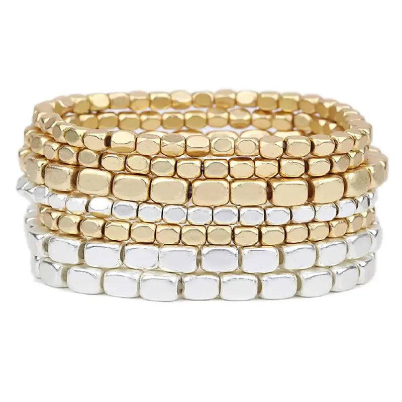 7pc Matte Nugget Shaped Bracelet Stack