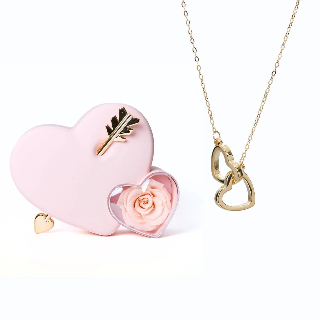 Eternal Love Box Dual Hearts Engraved Necklace