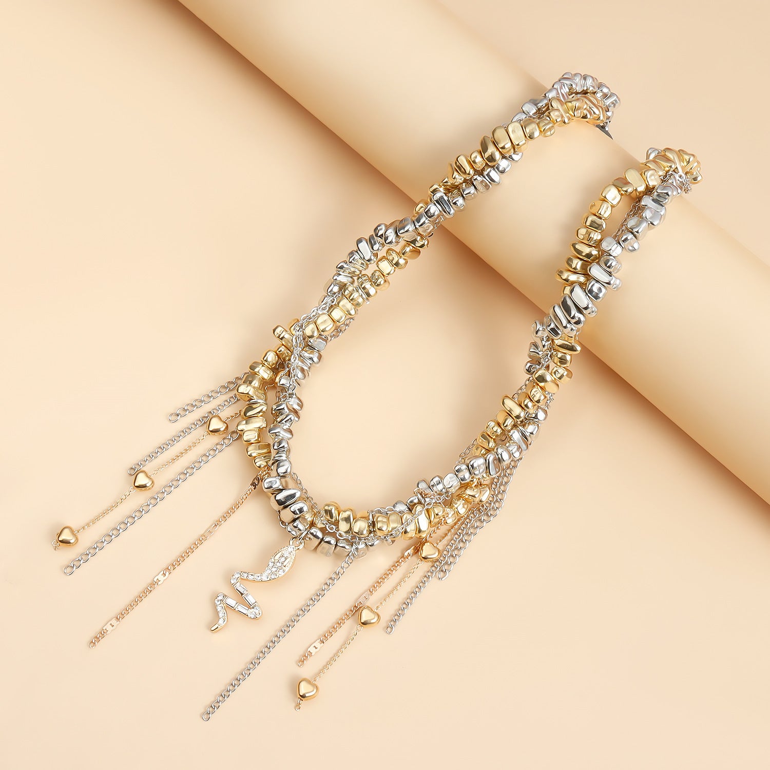 Irregular Intertwined Beaded Snake Necklace