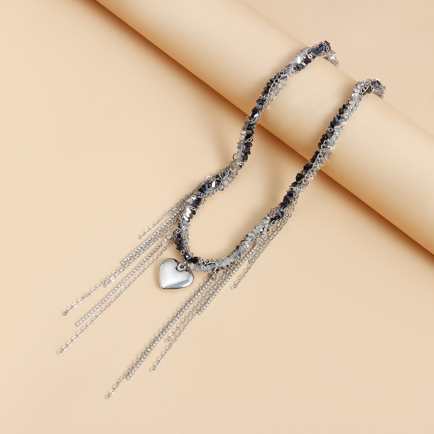 Intertwined Crystal Chunky Heart Necklace