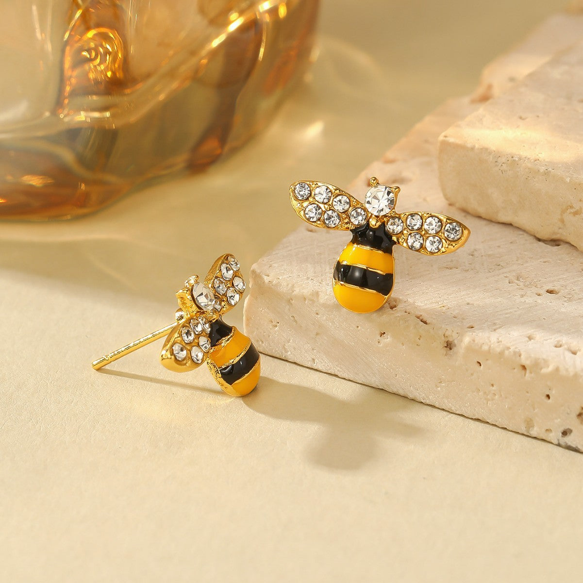 Dainty Cute Honey Bee Stud Earrings