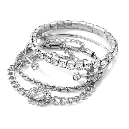 4pcs Diamond Shimmer Bracelet Stack - Veinci