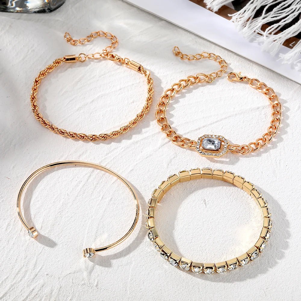 4pcs Diamond Shimmer Bracelet Stack - Veinci