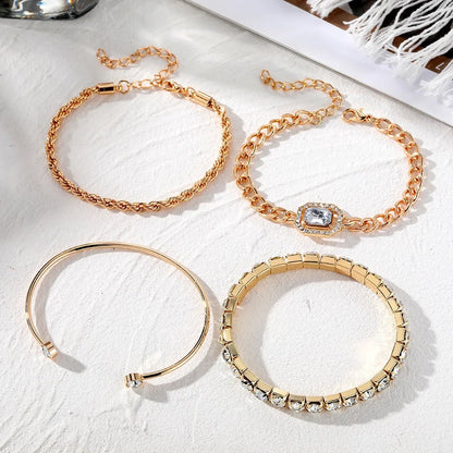 4pcs Diamond Shimmer Bracelet Stack - Veinci