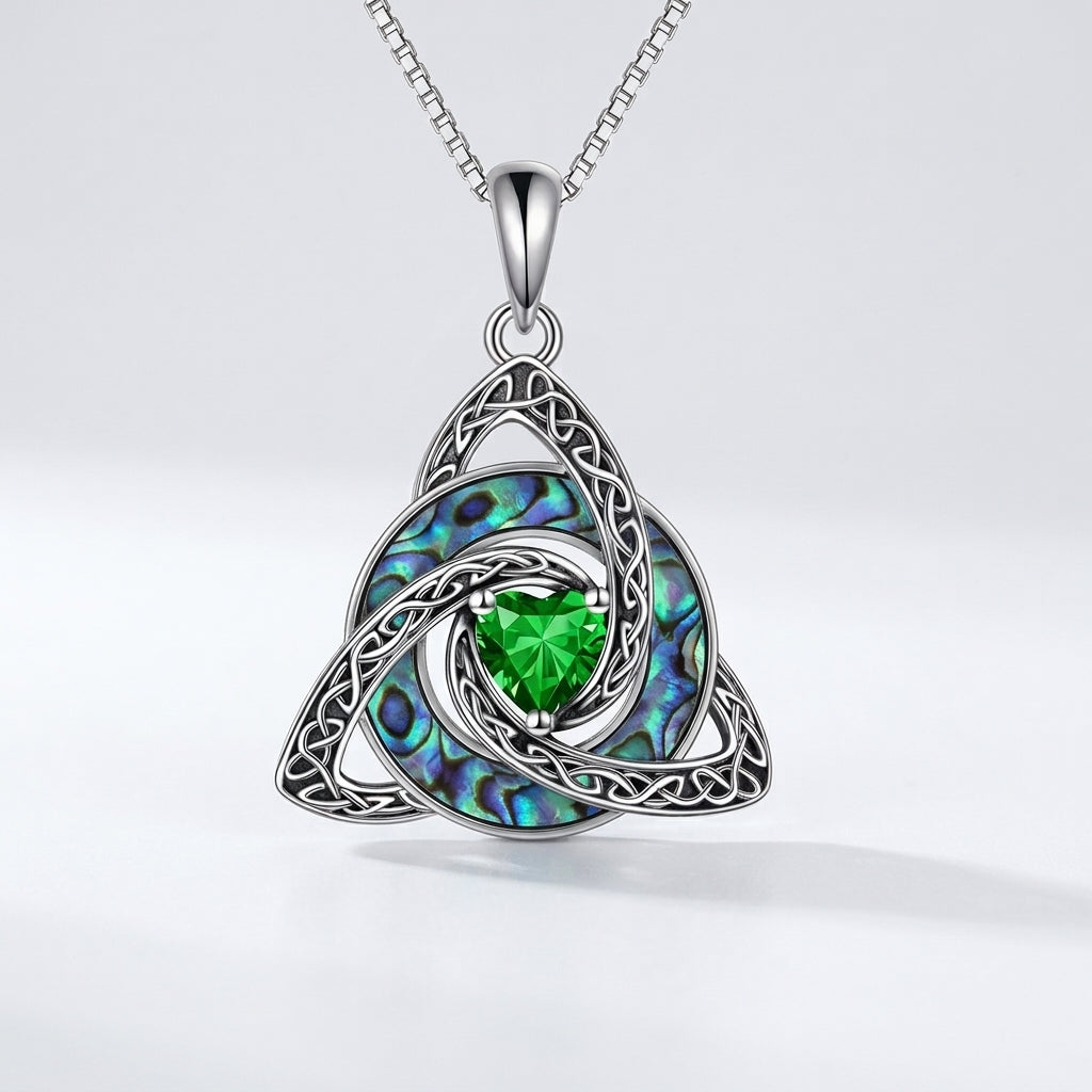 Trinity Knot Heart Birthstone Pendant Necklace