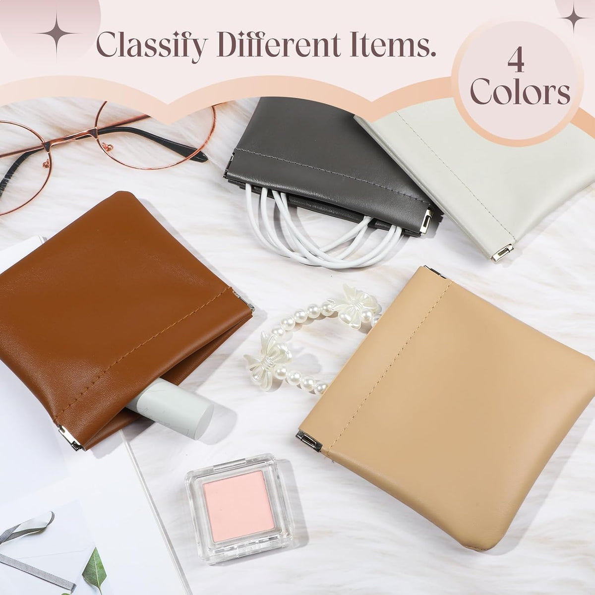 4pc Snap Closure Organize Pouches