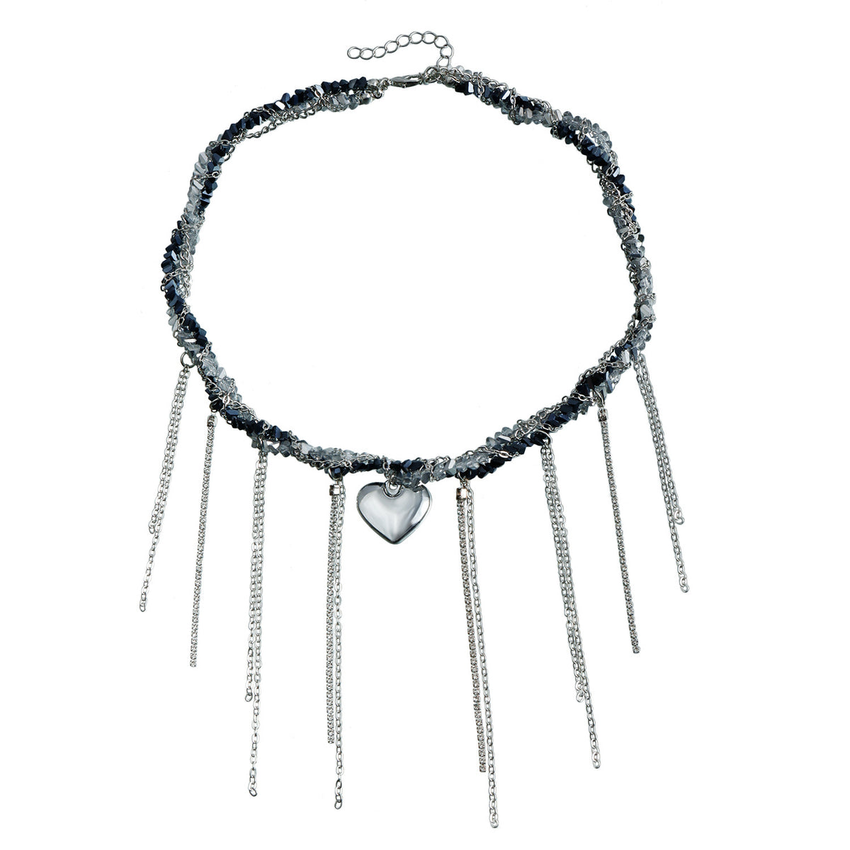 Intertwined Crystal Chunky Heart Necklace