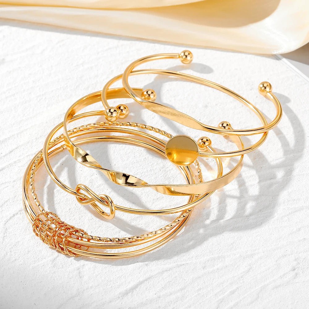 5pcs Twist Bangle Bracelet Stack - Veinci