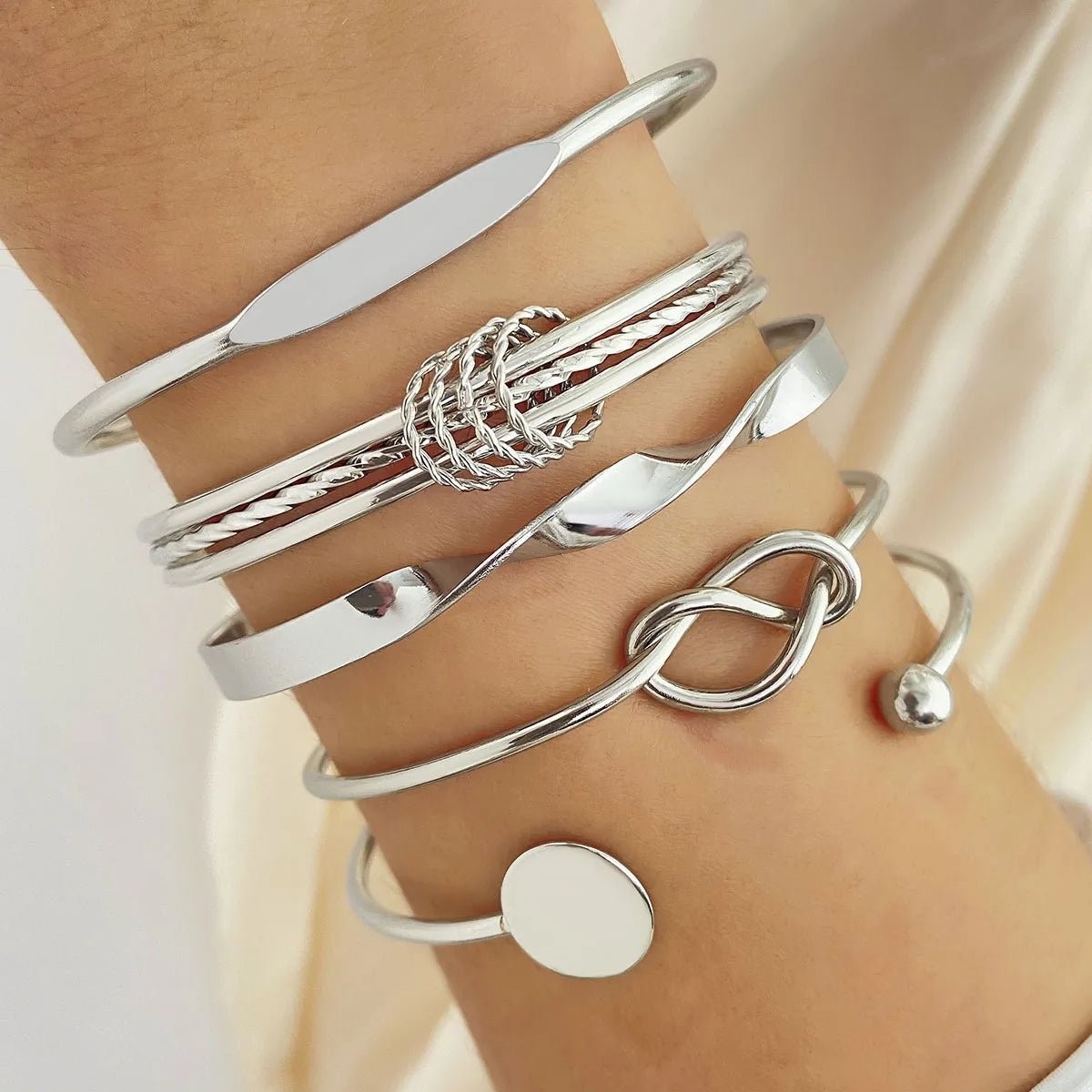 5pcs Twist Bangle Bracelet Stack - Veinci