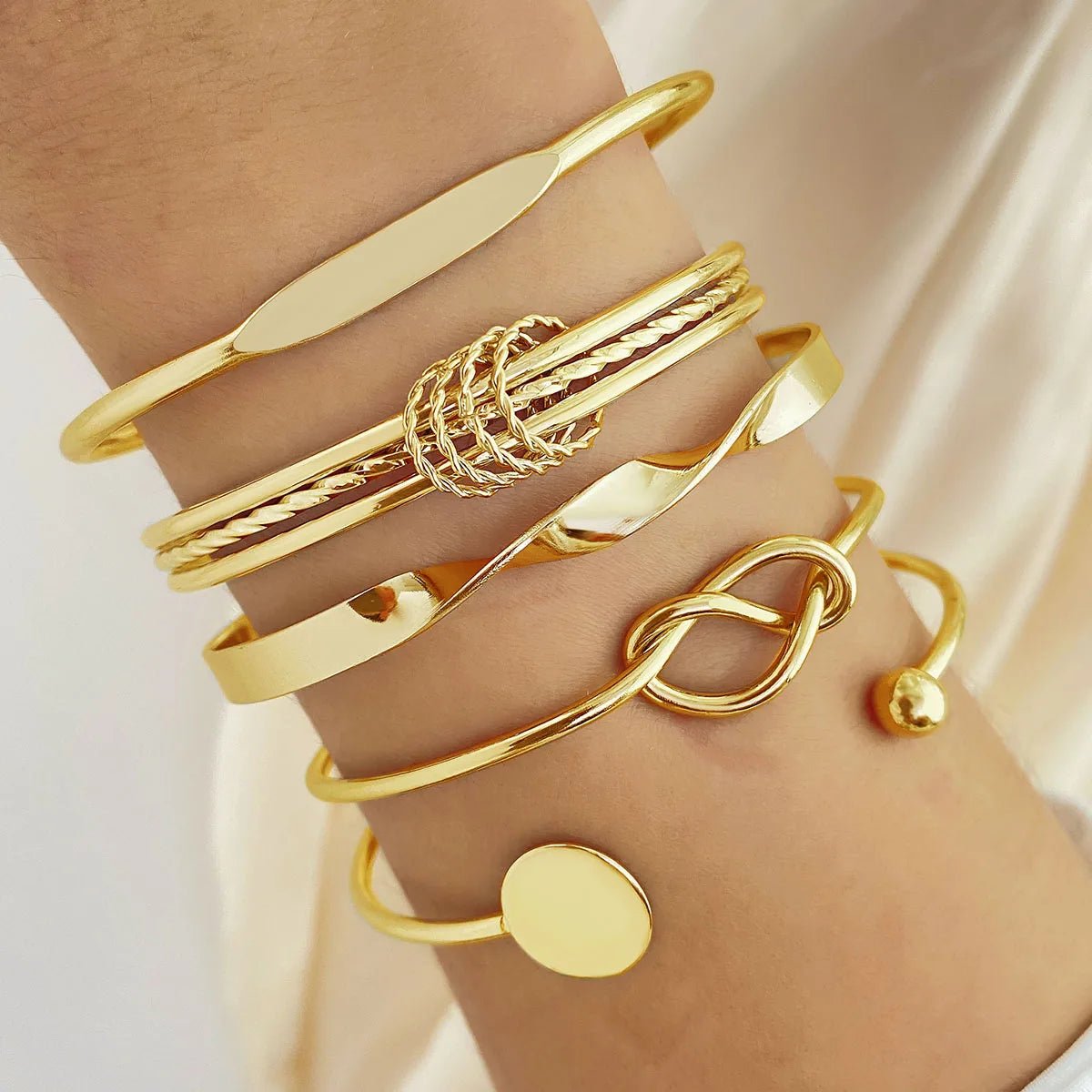 5pcs Twist Bangle Bracelet Stack - Veinci