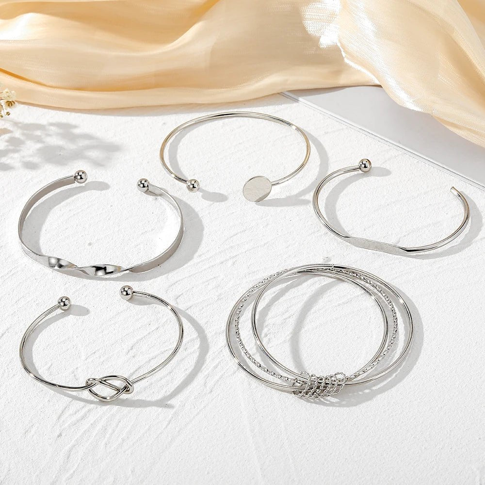 5pcs Twist Bangle Bracelet Stack - Veinci