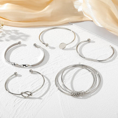 5pcs Twist Bangle Bracelet Stack - Veinci