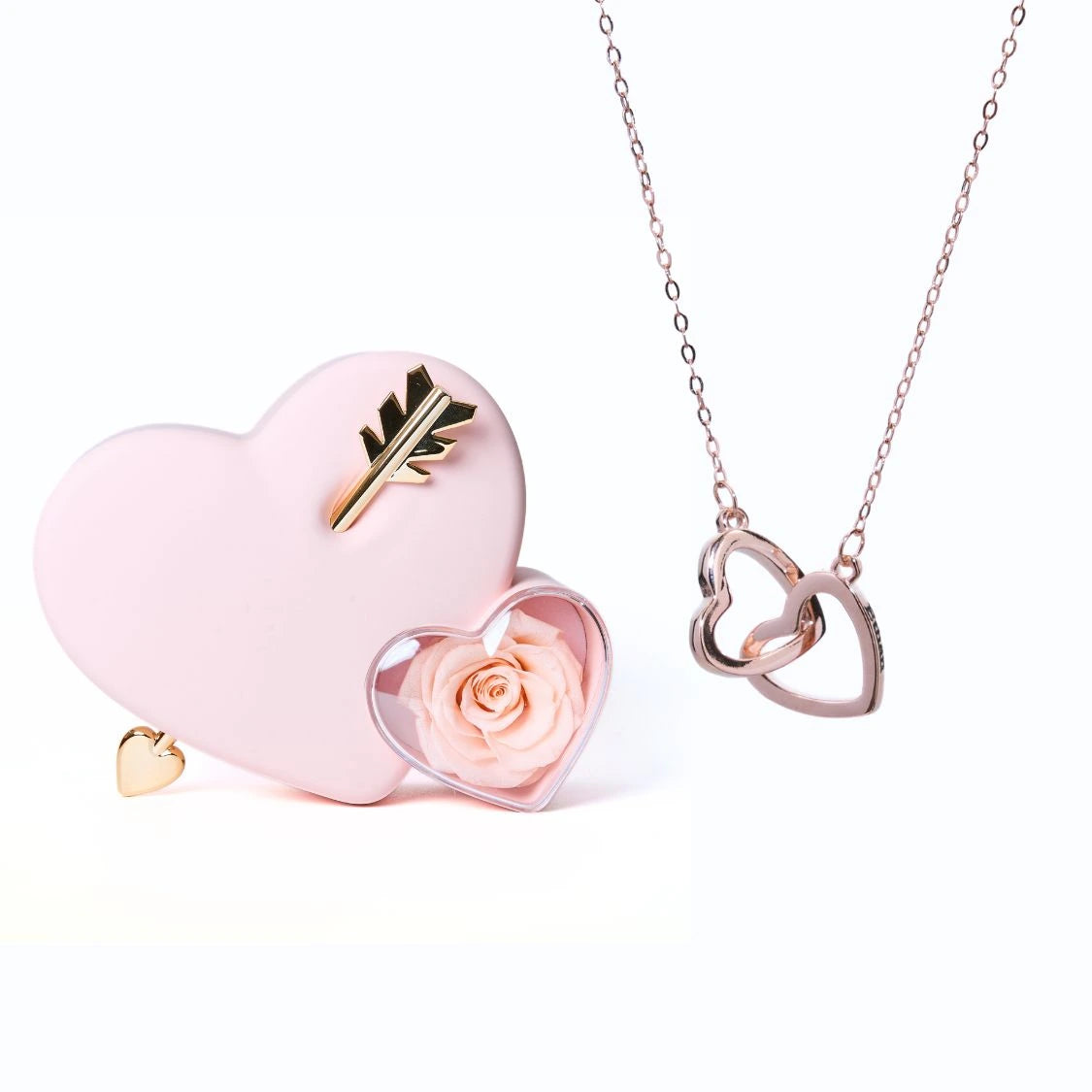 Eternal Love Box Dual Hearts Engraved Necklace