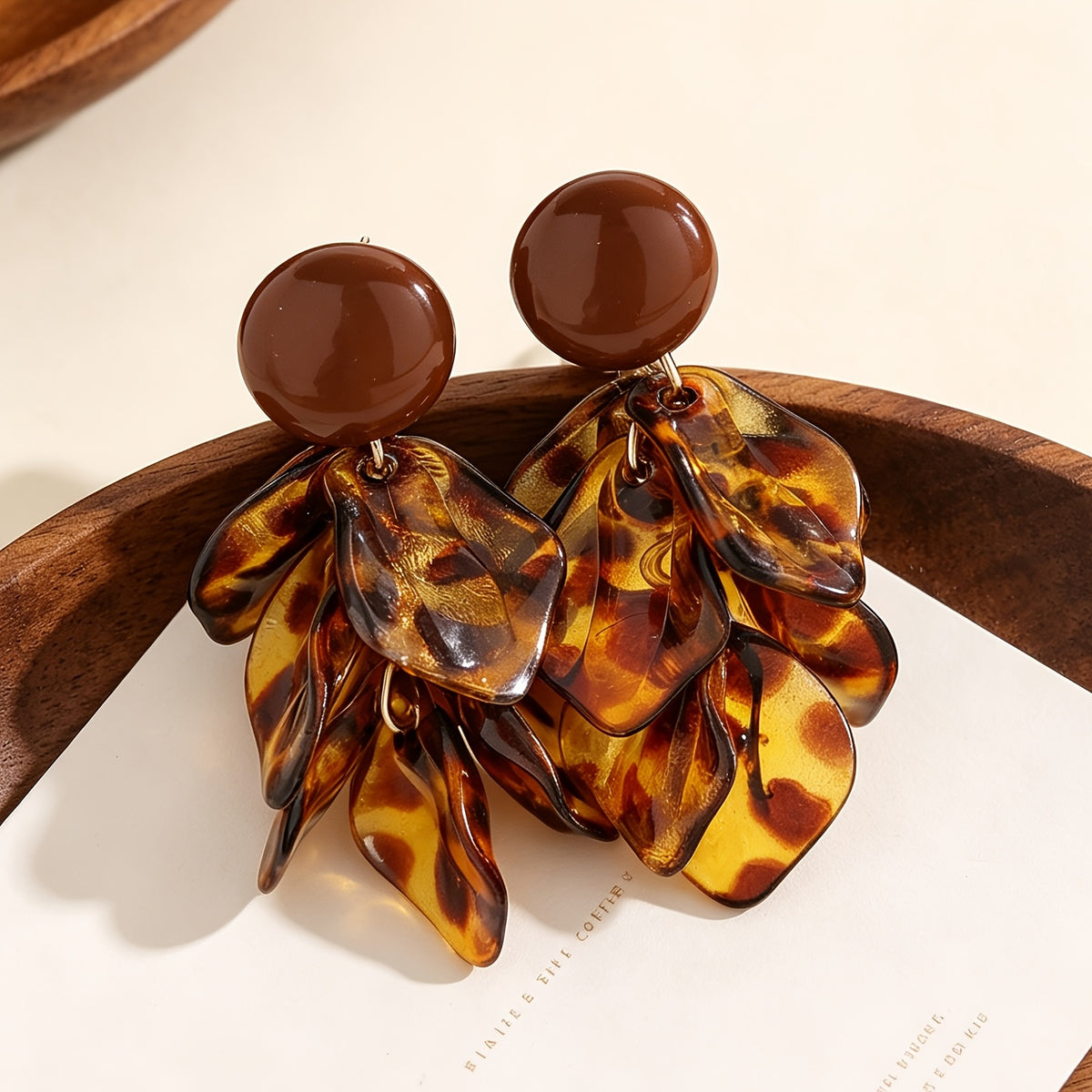 Maillard Acrylic Leaf Drop Earrings