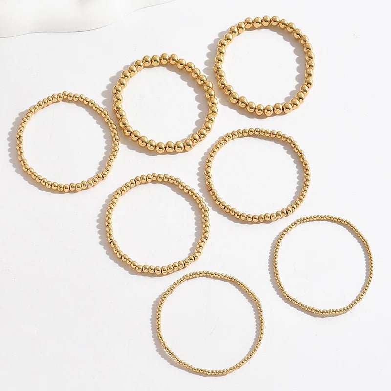 7pcs Gold Beaded Bracelet Stack - Veinci