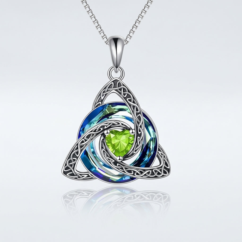 Trinity Knot Heart Birthstone Pendant Necklace