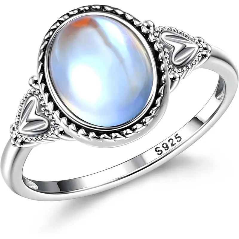 Vintage Inspired Diamond Accented Moon Ring