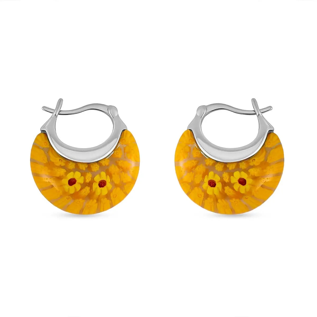 Murano Inspired Crescent Moon Earrings