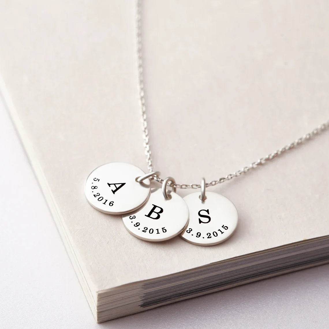 Dainty Personalized Disc Initial & Date Necklace