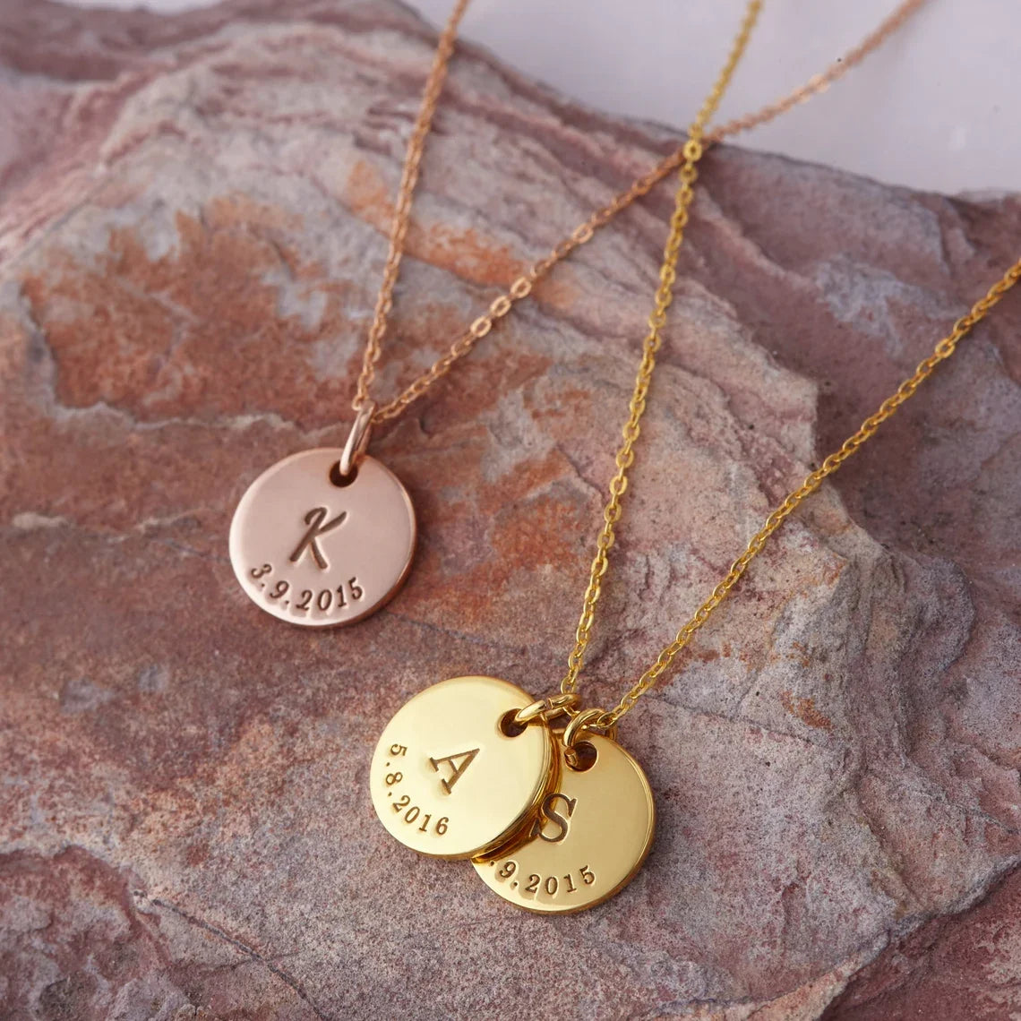 Dainty Personalized Disc Initial & Date Necklace