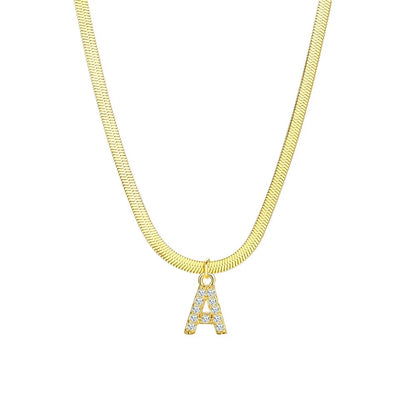 Dainty Diamond Letter Initial Herringbone Necklace