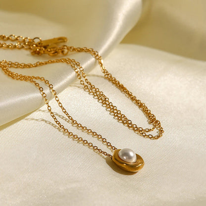 Dainty Gold Dripping Pearl Necklace