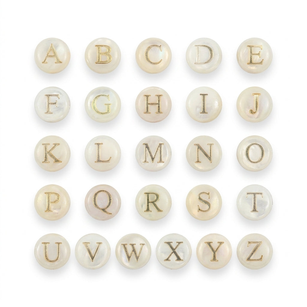 Beaded Pearl & Cross Letter Initial Bracelet