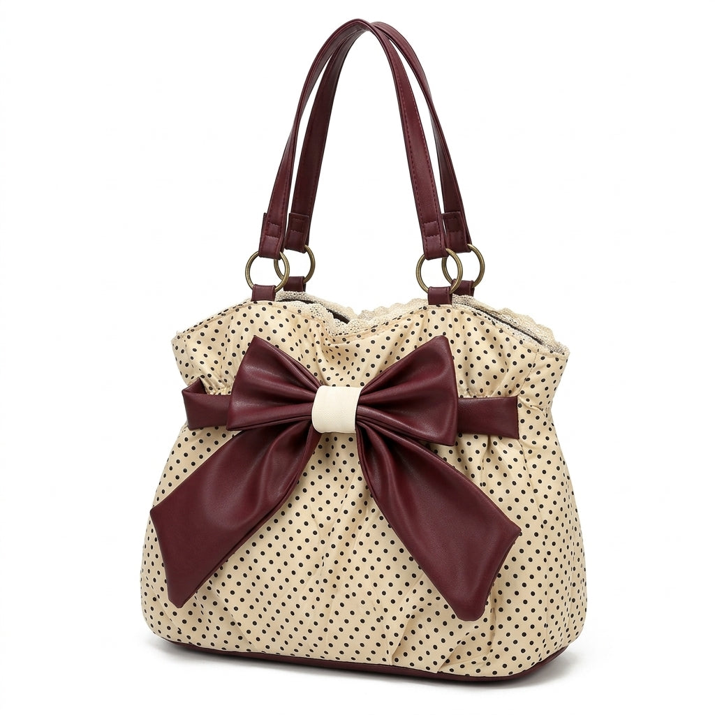 Polka Dot Bow Accent Shoulder Bag