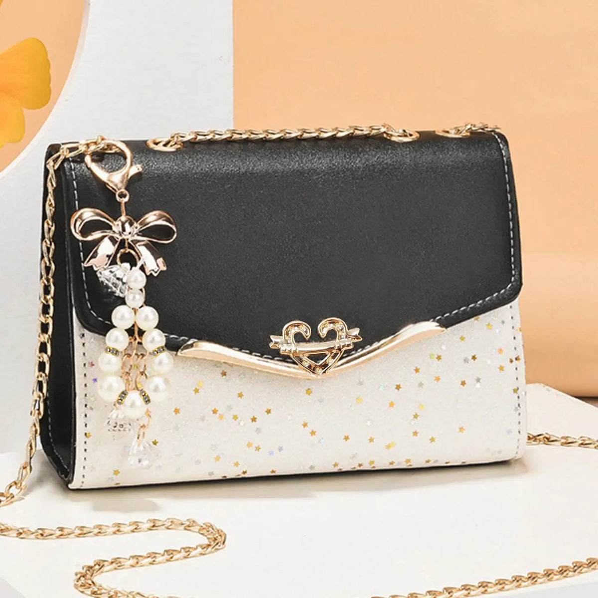 Elegant Star Glitter Chain Strap Bag