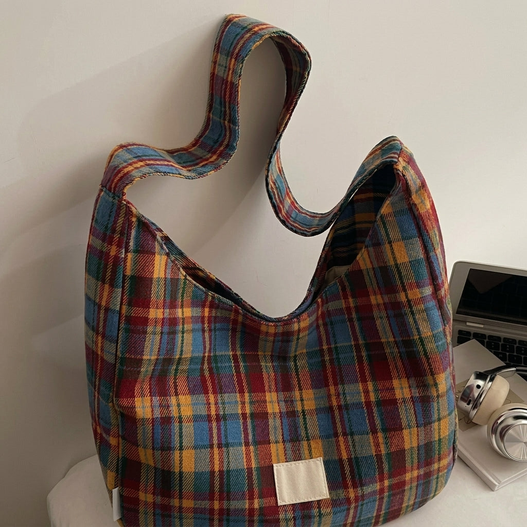 Retro Plaid Shoulder Bag