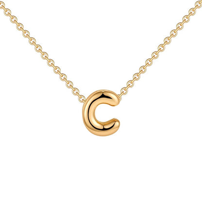 Dainty Bubble Letter Initial Necklace